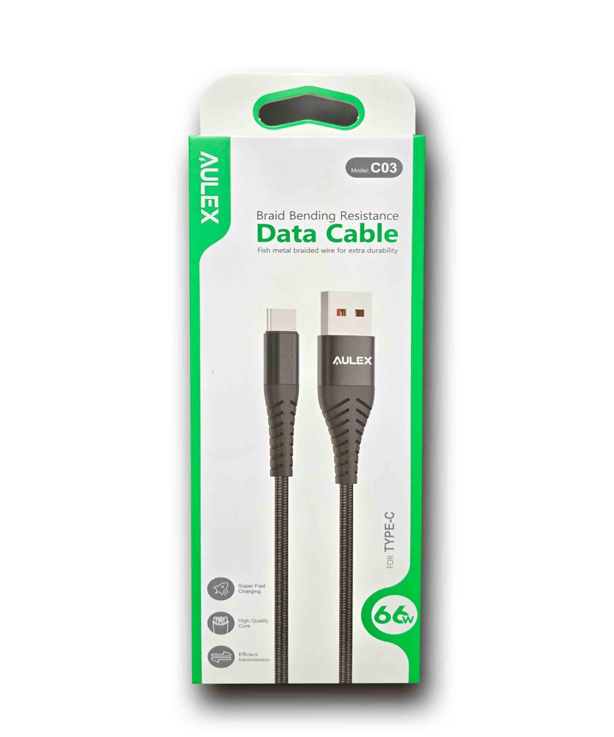 کابل فست شارژ اندروید Aulex تایپ c مدل C03
