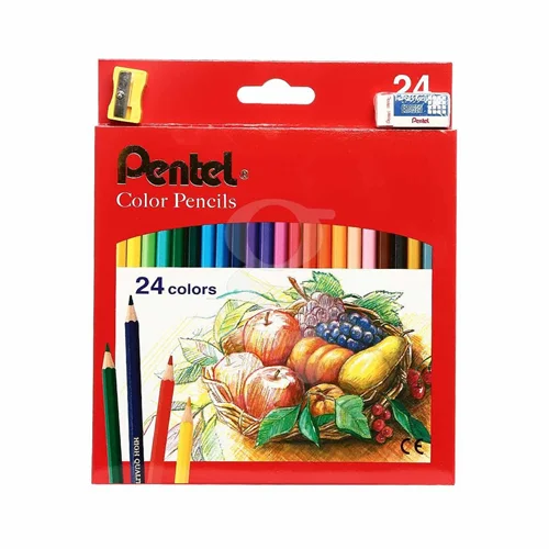 مداد رنگی 24 رنگ جعبه مقوایی پنتل CB8-24