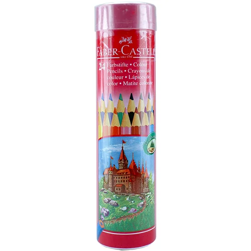مداد رنگی 24 رنگ استوانه ای  فابر کاستل مدل قلعه