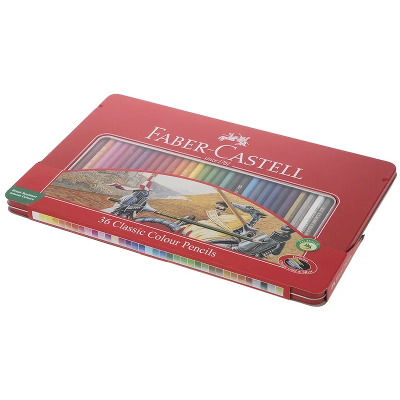 مداد رنگی 36 رنگ جعبه فلزی فابر کاستل مدل Classic