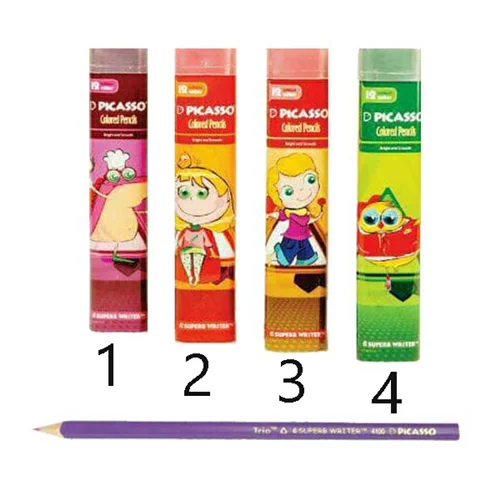 مداد رنگی 12 رنگ پیکاسو مدل استوانه ای سه وجهی