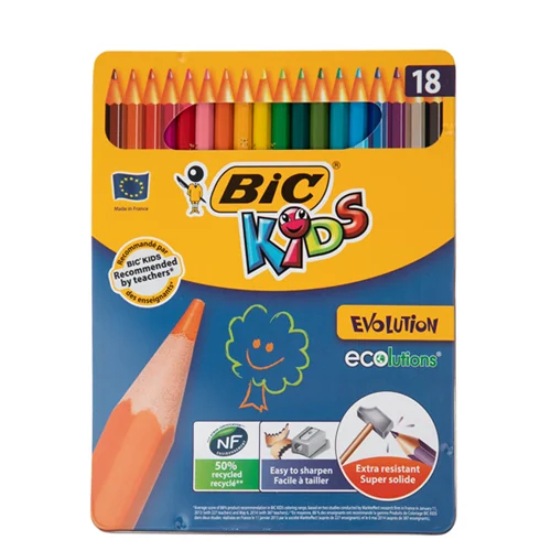 مداد رنگی 18 رنگ بیک سری کیدز مدل اوولوشن جعبه فلزی