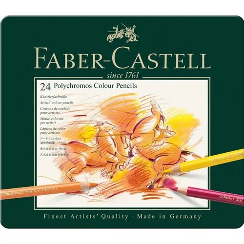 مداد رنگی پلی کروم فابر کاستل Polychromos 24 رنگ جعبه فلزی
