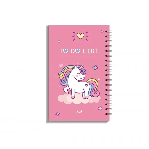 دفتر لیست کار طرح يونيكورن صورتي آبرنگ