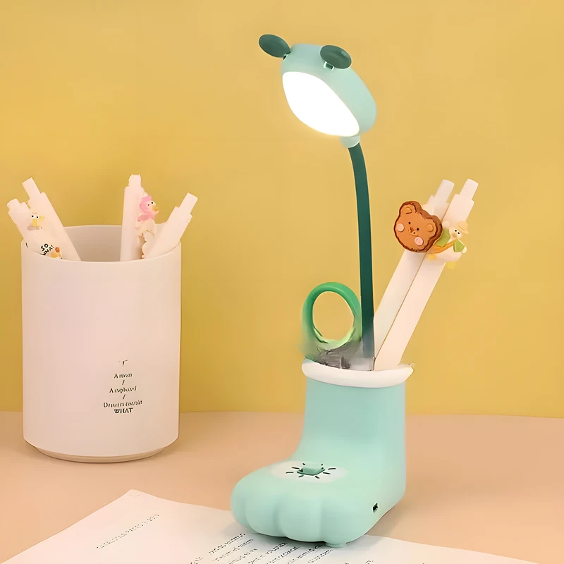 چراغ مطالعه شارژی و جاقلمی رومیزی طرح پا