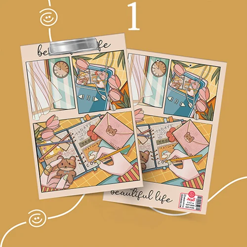 تخته شاسی A4 آبرنگ همراه با کاغذ کرافت